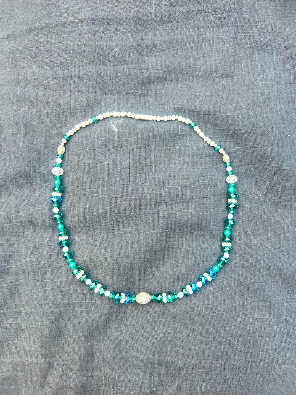 Emerald Crystal Bead Necklace - Women's Jewelry